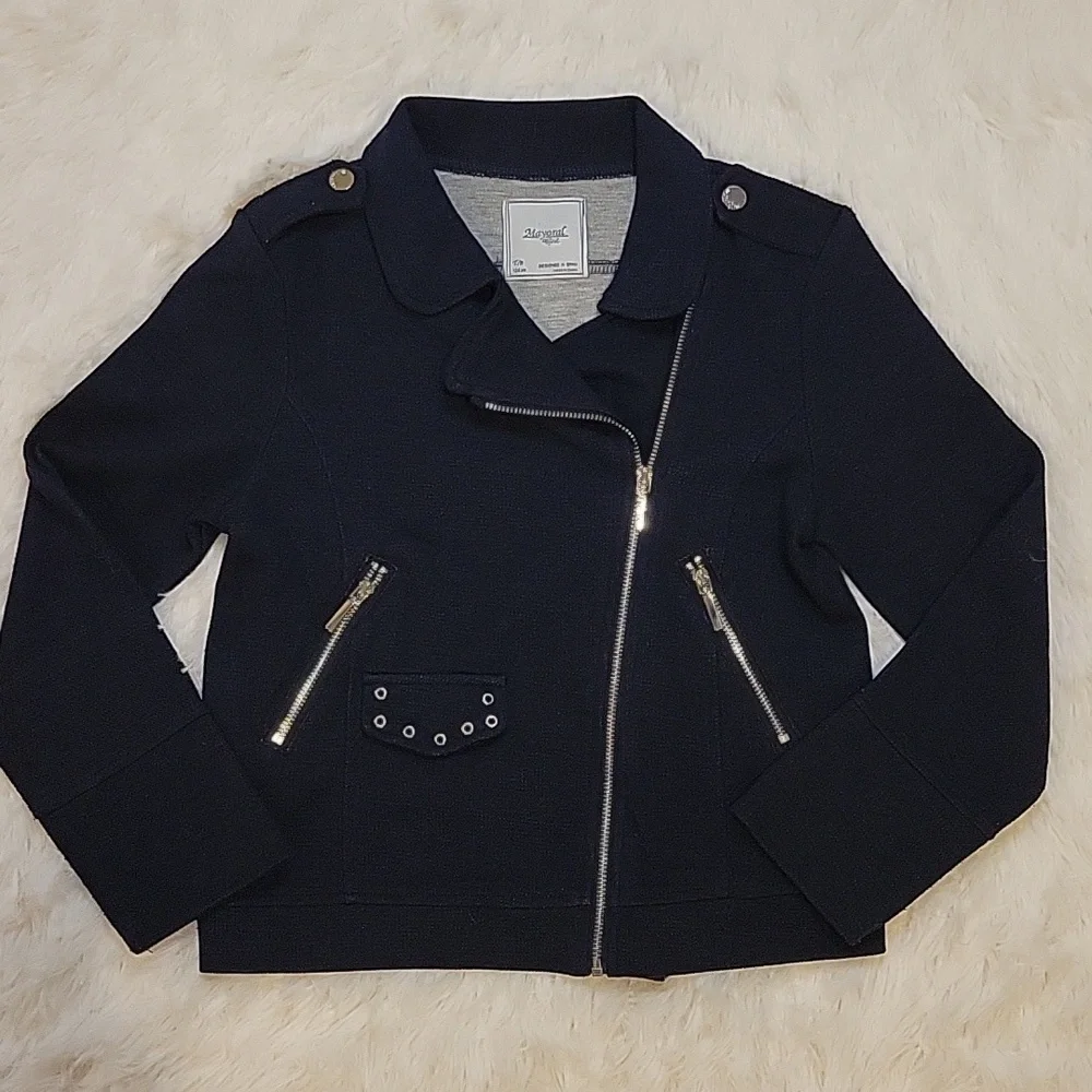 Mayoral European Brand Black Moto Jacket With Zippers Girls 7/8